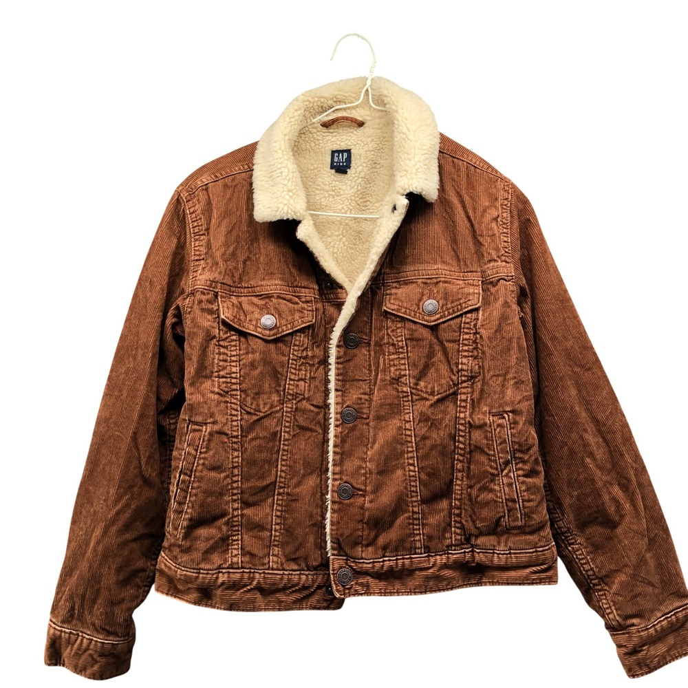 Gap Kids Sherpa Lined Corduroy Trucker Jacket Brown Size 12 (XL) Womens XS S